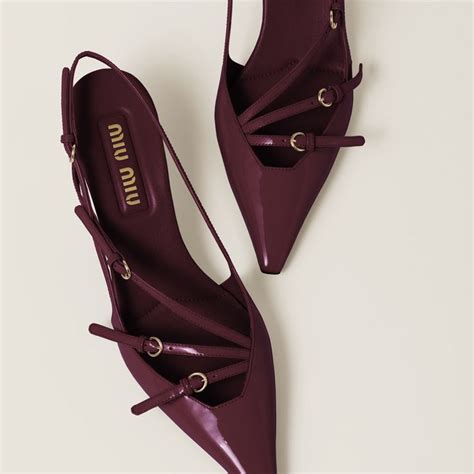 miu miu 5i448bf m055|Miu Miu Patent leather slingbacks with buckles .